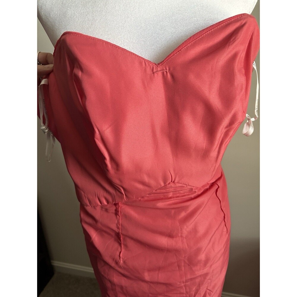 David's Bridal Coral 100% Polyester Sleeveless Bridesmaid Dress Size 10 Regular - Picture 6 of 10
